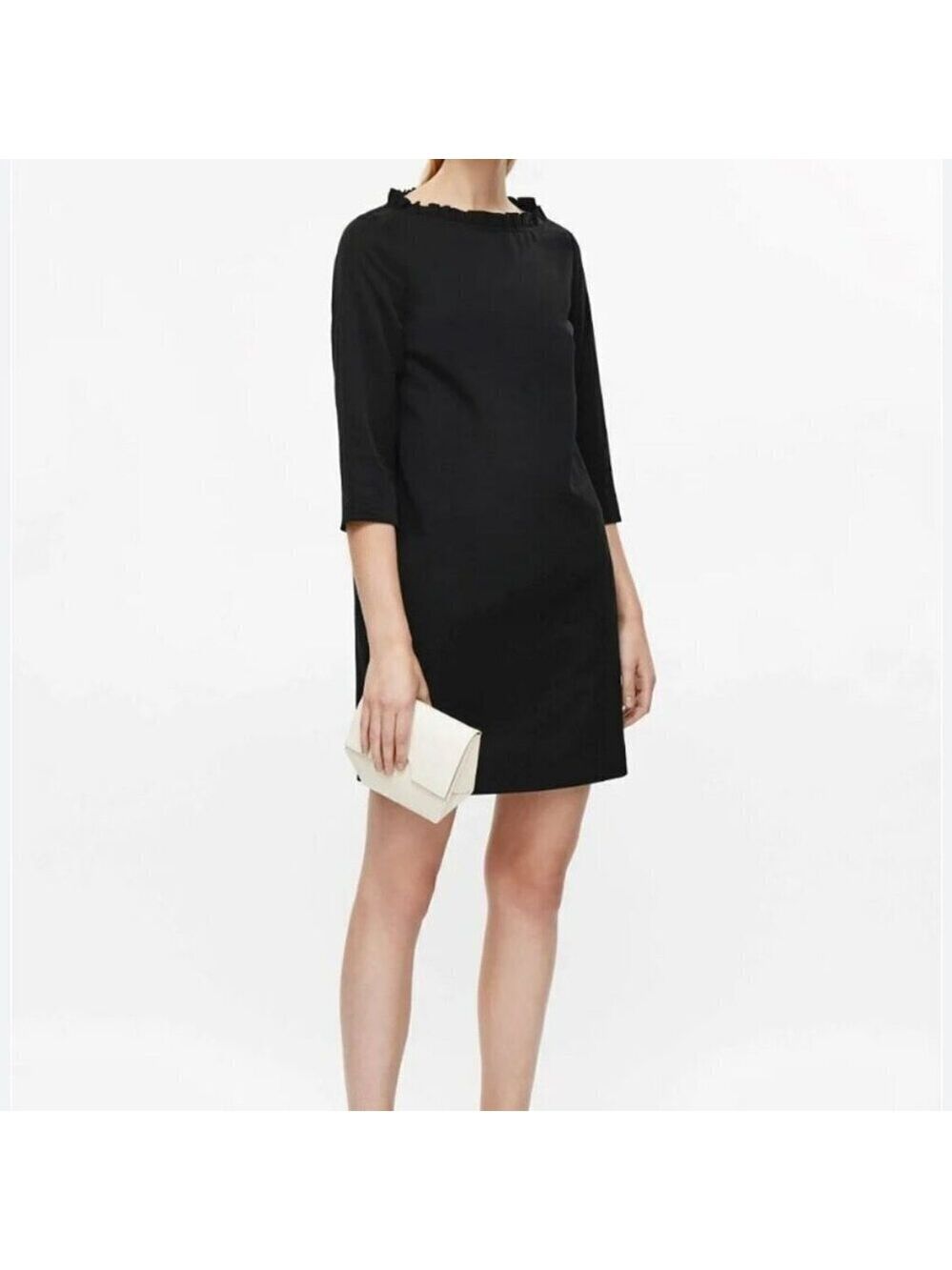 COS Ruffled Swing Black S Mini Dress